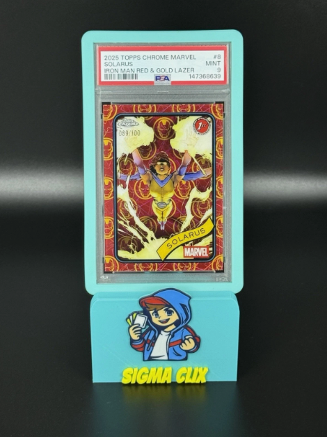 2025 Topps Chrome Marvel Solarus 1st Appearance Iron Man Red & Gold Lazer 089/100 PSA 9 MINT
