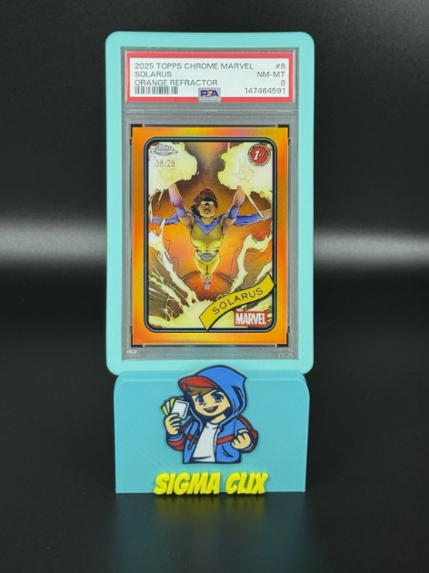 2025 Topps Chrome Marvel Solarus 1st Appearance Orange Refractor 08/25 PSA 8 NM-MT