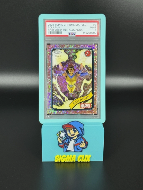 2025 Topps Chrome Marvel Solarus 1st Appearance Rose Gold Mini Diamonds 32/40 PSA 9 MINT