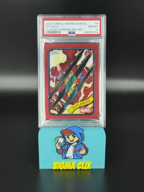 2025 Topps Chrome Marvel Solarus 1st Appearance Clawed Red Refractor 5/5 BOOKEND PSA 8 NM-MT