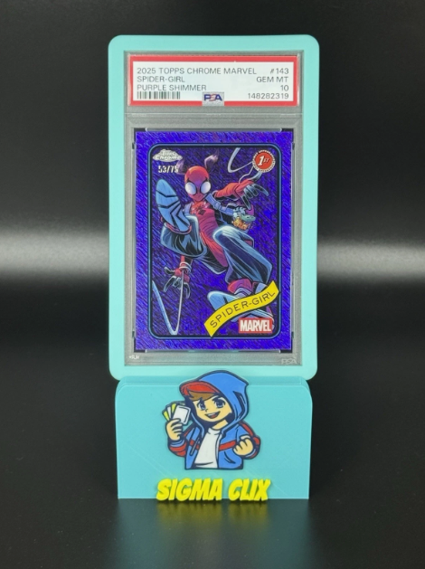 2025 Topps Chrome Marvel Spider-Girl 1st Appearance Purple Shimmer 53/75 PSA 10 GEM MINT