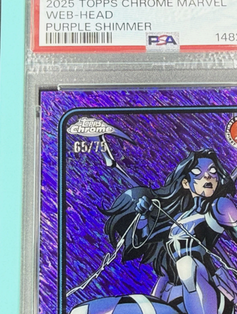 2025 Topps Chrome Marvel Web-Head 1st Appearance Purple Shimmer 65/75 PSA 9 MINT