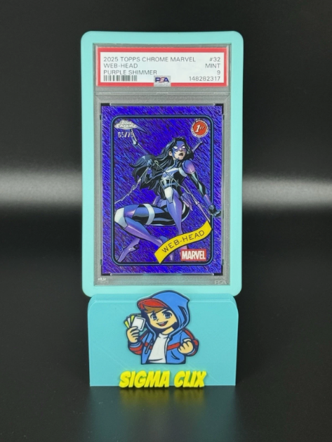 2025 Topps Chrome Marvel Web-Head 1st Appearance Purple Shimmer 65/75 PSA 9 MINT