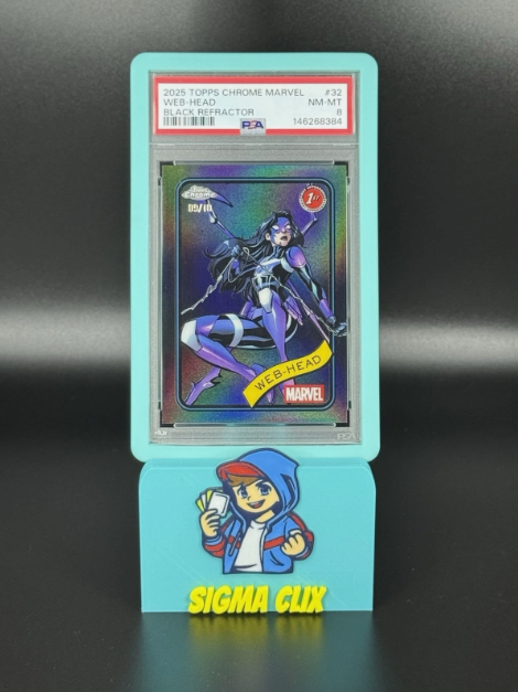 2025 Topps Chrome Marvel Web-Head 1st Appearance Black Refractor 09/10 PSA 8 NM-MT