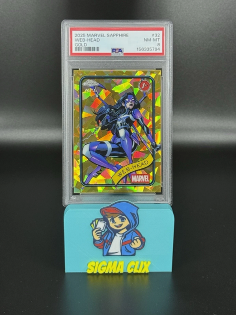 2025 Topps Chrome Marvel Sapphire Web-Head 1st Appearance Gold 46/50 PSA 8 NM-MT