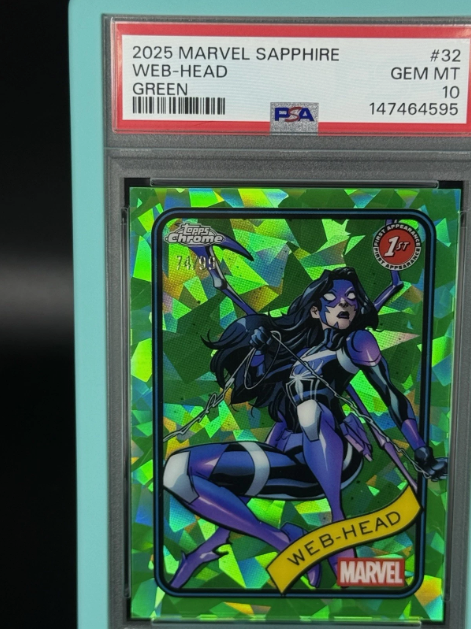 2025 Topps Chrome Marvel Sapphire Web-Head 1st Appearance Green 74/99 PSA 10 GEM MINT 10