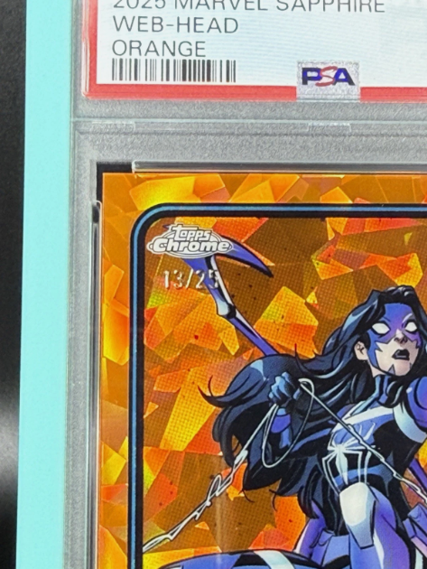 2025 Topps Chrome Marvel Sapphire Web-Head 1st Appearance Orange 13/25 PSA 9 MINT