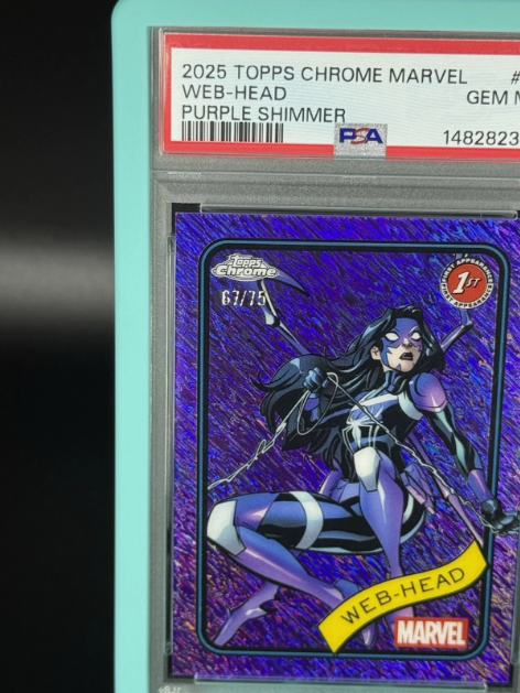 2025 Topps Chrome Marvel Web-Head 1st Appearance Purple Shimmer 67/75 PSA 10 GEM MINT