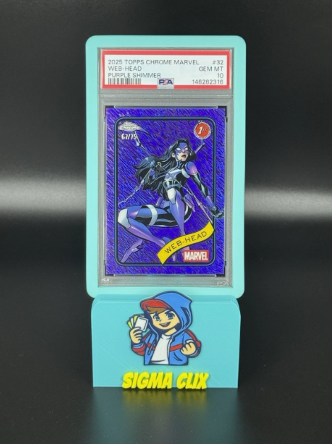 2025 Topps Chrome Marvel Web-Head 1st Appearance Purple Shimmer 67/75 PSA 10 GEM MINT