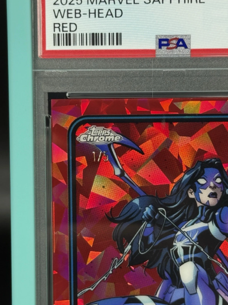 2025 Topps Chrome Marvel Sapphire Web-Head 1st Appearance Red 1/5 ALPHA PSA 9 MINT